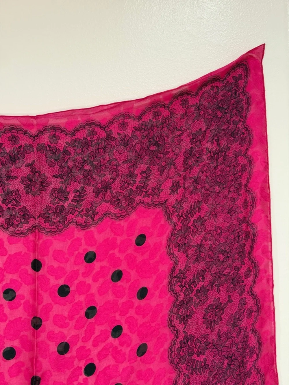 Givenchy Pink and Black Lace-Print Scarf - Picture 6 of 10